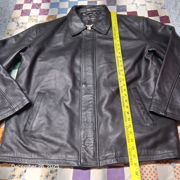 VTG EUC Hunting Horse Black Lined Leather Jacket Size 2XL Heavyweight Italian - Picture 4 of 14